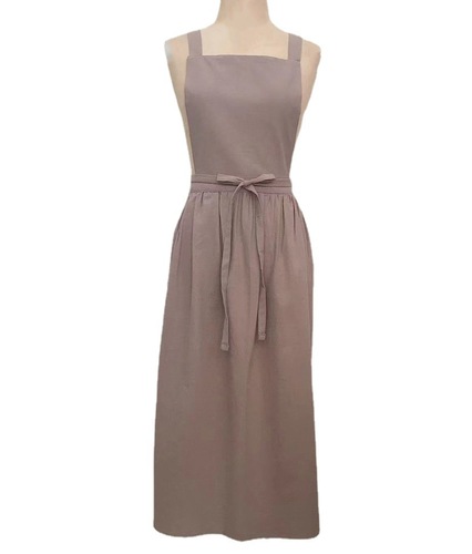 Cross-border Amazon Korean version plus size long cotton linen apron floral robe milk tea nail apron waist pouch workwear