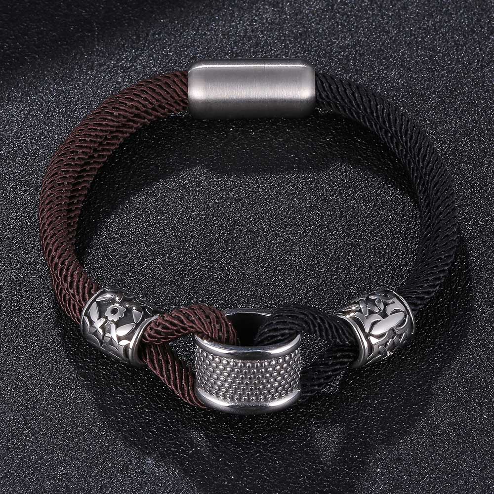 45g Weight 304 Stainless Steel Pendant Material Bracelets Classification Milan Rope Chain Material Cord String Chain Type Street Occasion 304 Stainless Steel, rope Material Color Block Pattern All Seasons Season Men's Gender Plating Design Streetwear Style Streetwear Color Block 304 Stainless Steel Rope Plating Men's Bracelets Men Cord & Leather Bracelets 4