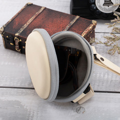 New Foldable Glasses Storage Box, Portable Round Zipper Bag, Excellent Texture Coin Storage Bag