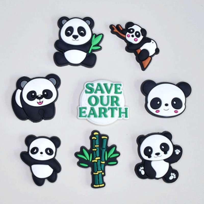 Customizado agujero de botón de zapato de PVC agujero de zapato decoración adorable pequeño nuevo panda accesorios DIY zapatos flores pueden dibujar la muestra personalizada