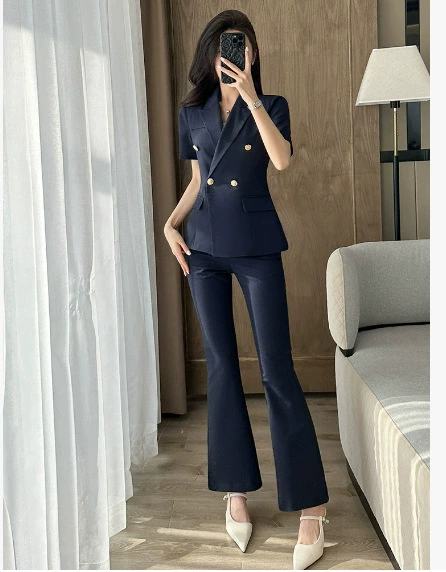 6610 Navy blue suit + B303 bootcut pants "thin style"