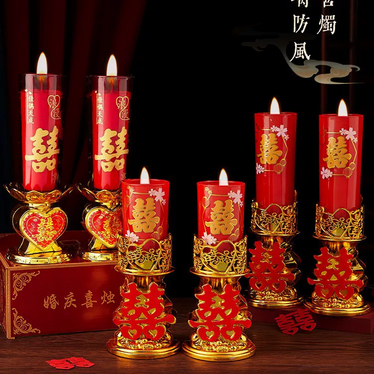 Glass windproof candle, dragon and phoenix, Chinese style