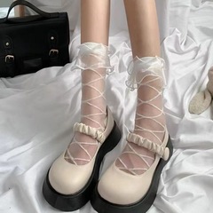 Women's Spring and Summer Calf Socks, Thin Model, Japanese Lolita Lace Socks, Cute and Breathable, Autumn and Spring JK Socks for Girls