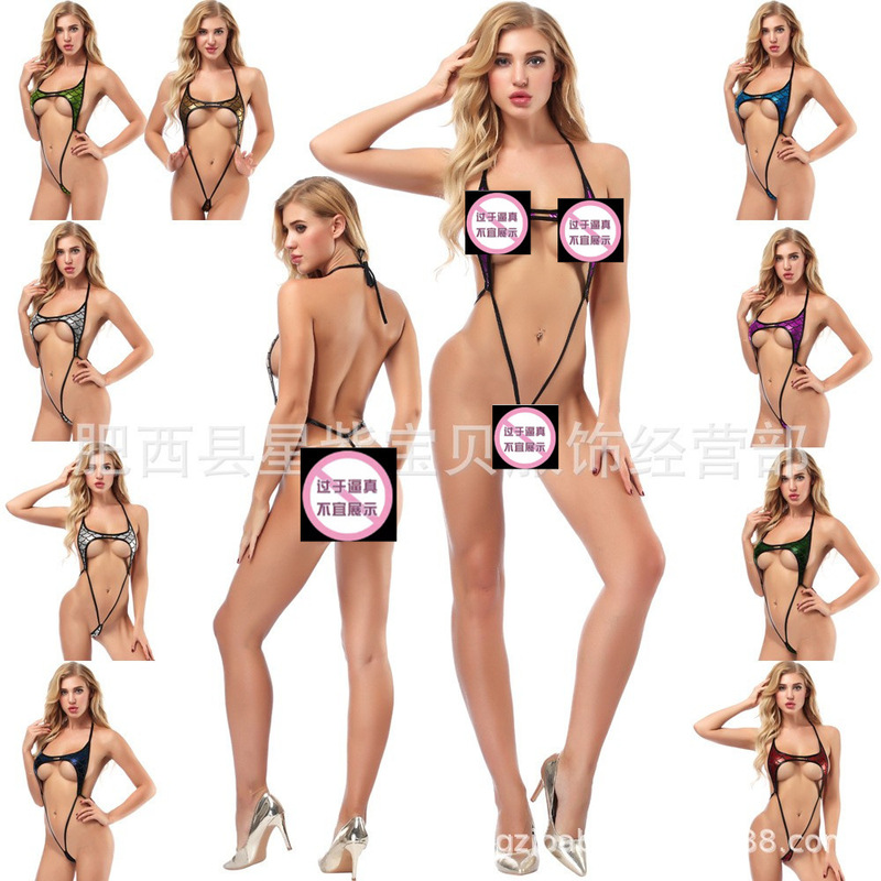 European and American Style Sexy Lingerie Lace-Up Cut Out Teddy Exposed Buttocks Jumpsuit Export 103