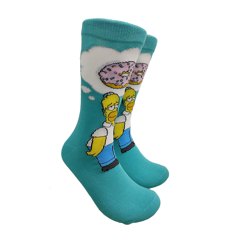 Calcetines de media pantorrilla a la moda con diseño de dibujos animados, creativos y personalizados, de algodón jacquard, de Suri Knitting, suministro transfronterizo.