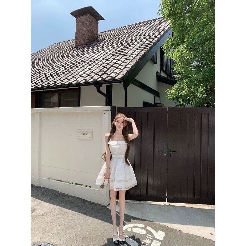 Chisanzansan 26/Ss Seville Whisper Jor*A Small White Floral Lapel Hand-Embroidered Sleeveless Strap Dress Chisanzansan 26/Ss Seville Whisper Jor*A Small White Floral Lapel Hand-Embroidered Sleeveless Strap Dress