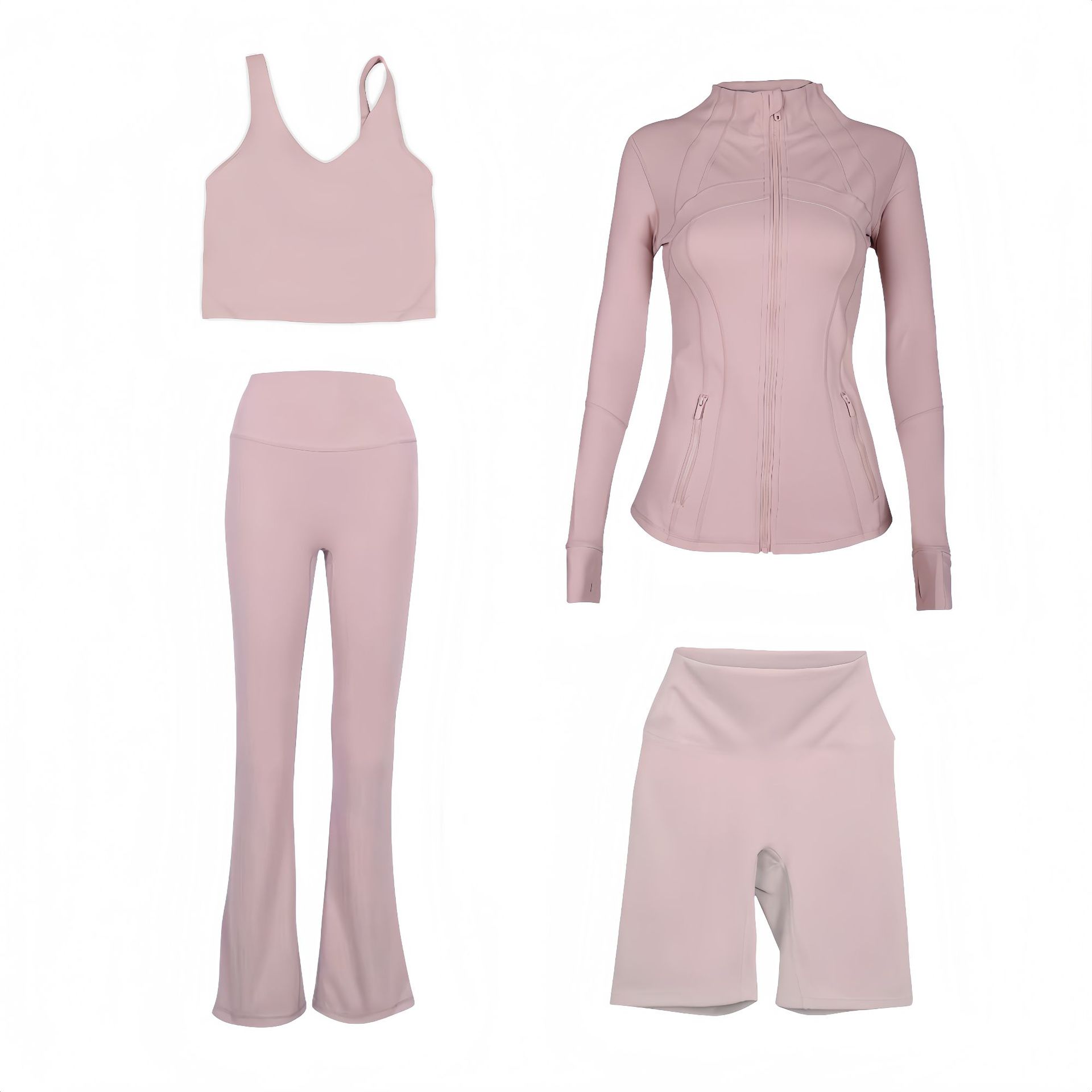 Dames sportkleding set slim fit u-hals top en flared broek_voghion.com