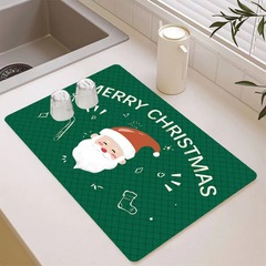 Cross-border Christmas kitchen counter drip mat kitchen utensil heat insulation water-absorbent mat soft rubber bottom bowl plate splash-proof cup mat