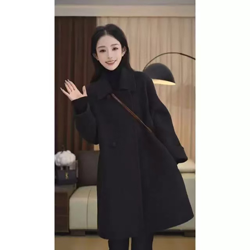 メーカーがカスタマイズした新しいハイエンドカシミア両面ウールコートスタンドカラールーズウールコート卸売