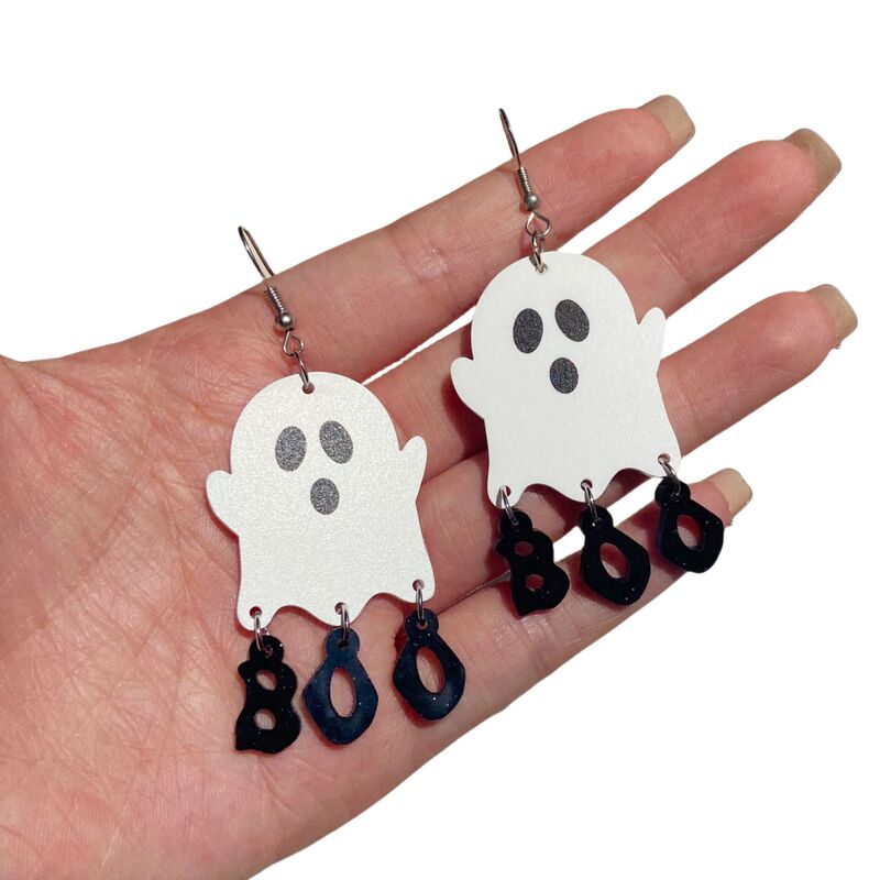 クロスボーダーヨーロッパとアメリカのハロウィンアクリルイヤリングゴーストブーステッチスパンコール文字面白いパーソナライズされたイヤリングジュエリー|undefined
