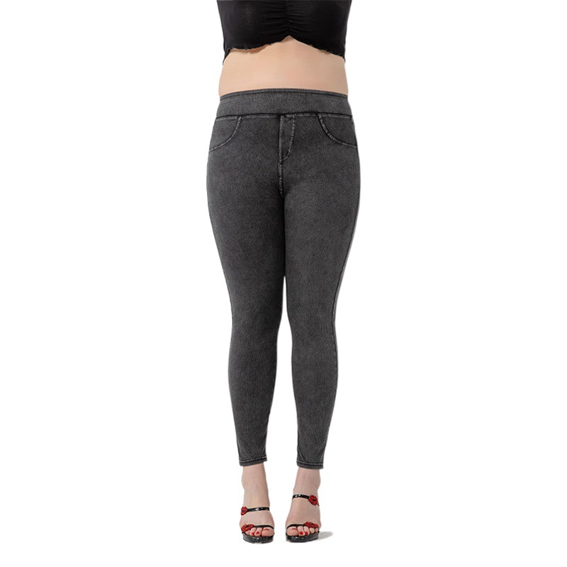 El Comercio exterior europeo y americano nuevo más tamaño yoga Denim fitness pantalones mujeres de cintura alta estiramiento apretado cadera levantamiento doble bolsillo pantalones Casuales