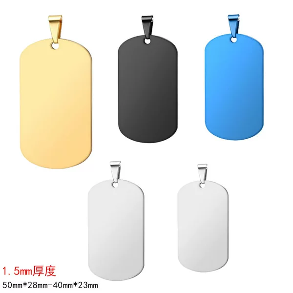 Cross-Border Jewelry Necklaces Stainless Steel Military Tags Non-Fading Summer Necklaces Laser Engraved Pet Tags Necklaces Wholesale