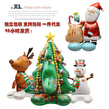 橱窗圣诞装饰道具玩具汽球4D站立圣诞节老人驯鹿圣诞树超巨大气球
