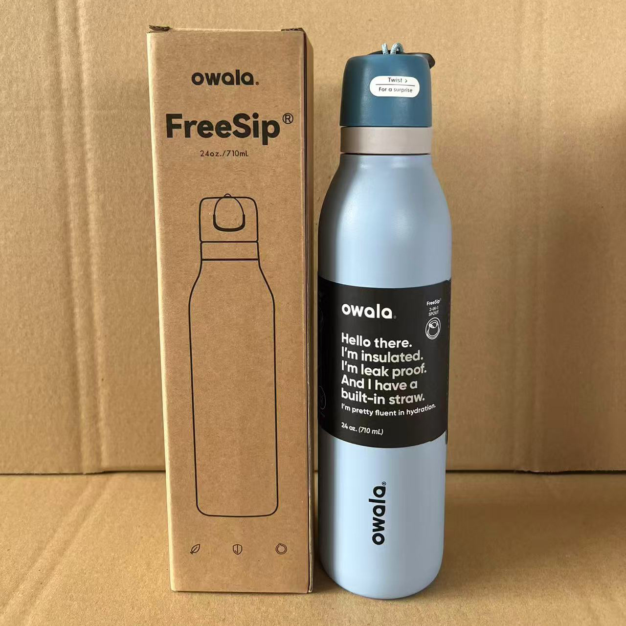 Owala mismo estilo, pajita portátil de gran capacidad, taza doble para beber, termo de acero inoxidable 304, hervidor de agua para deportes al aire libre portátil
