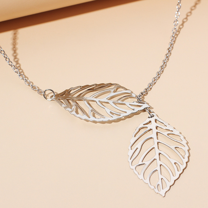 7g Weight Necklace Classification Wedding, Travel Occasion Women'S Gender Silver Color Fashion Leaf Necklace 13
