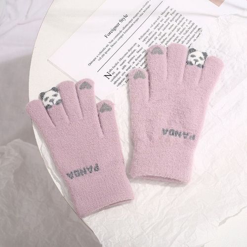 New Winter Knitted Gloves Cute Korean Style Warm Insulated Female Student Thick Touchscreen Riding Gloves