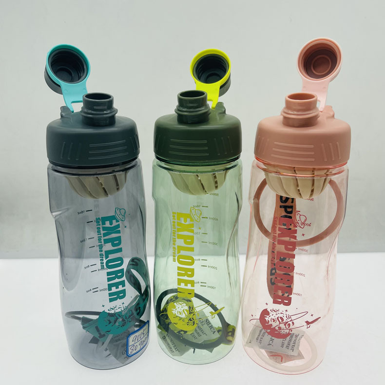 Weilong 9005 nuevo espacio taza con colador taza de agua doble giro boca cubierta deportes taza de agua vitalidad Yuan gas taza de plástico