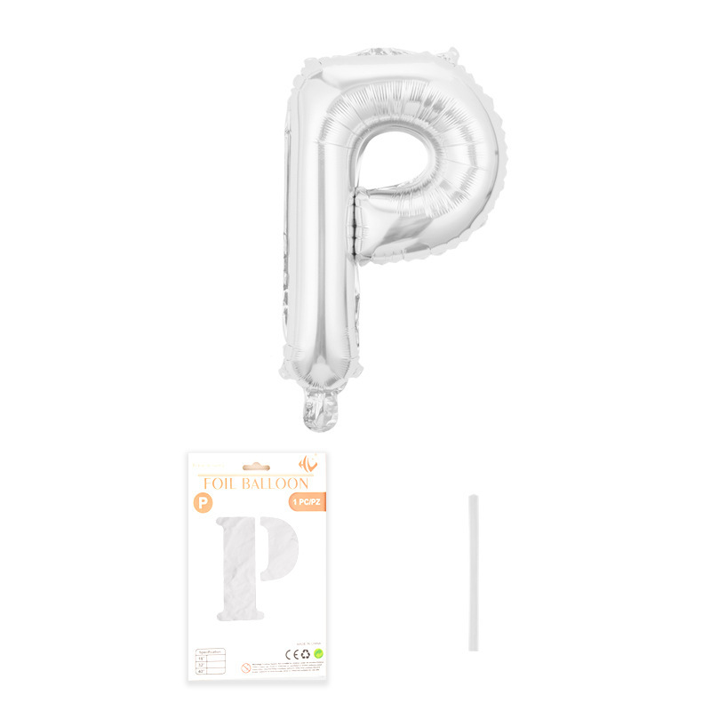 16 pulgadas alfabeto inglés tarjeta de papel independiente embalaje película de aluminio globo decoración de fiesta de cumpleaños diseño papel de aluminio globo al por mayor
