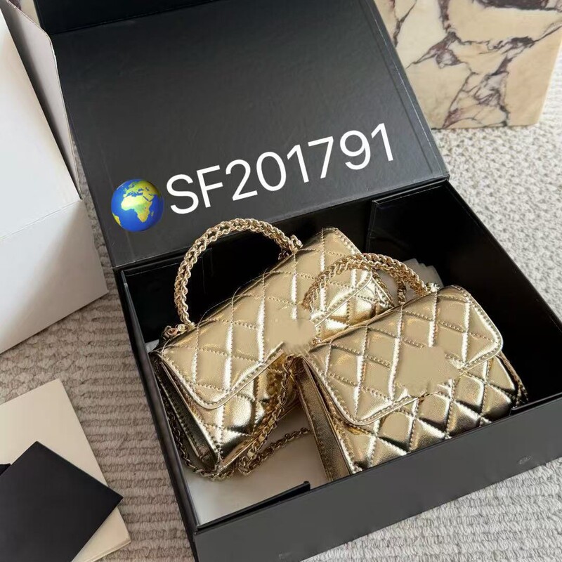 25 new cross-border Chanel-style handle handbag for women, fashionable quilted chain shoulder crossbody bag, Kelly small square bag