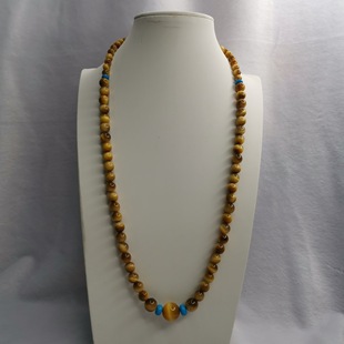 Natural Yellow Tiger Eye Stone Necklace Bracelet Tiger's Eye Stone Long Chain Jewelry Jewelry
