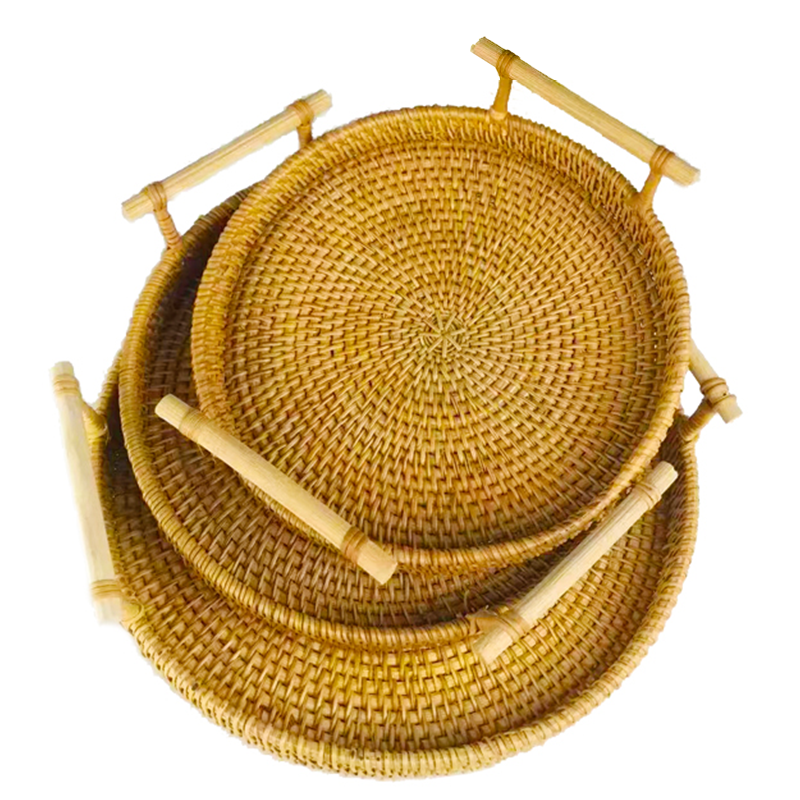 Cesta de almacenamiento de bambú de bambú de Vietnam pan japonés pan pan al vapor canasta de sala de estar canasta de frutas hecha a mano Wang Jin