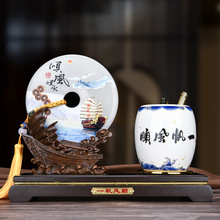 厂家直销办公室装饰摆件办公桌平安扣笔筒摆件公司商务礼品送