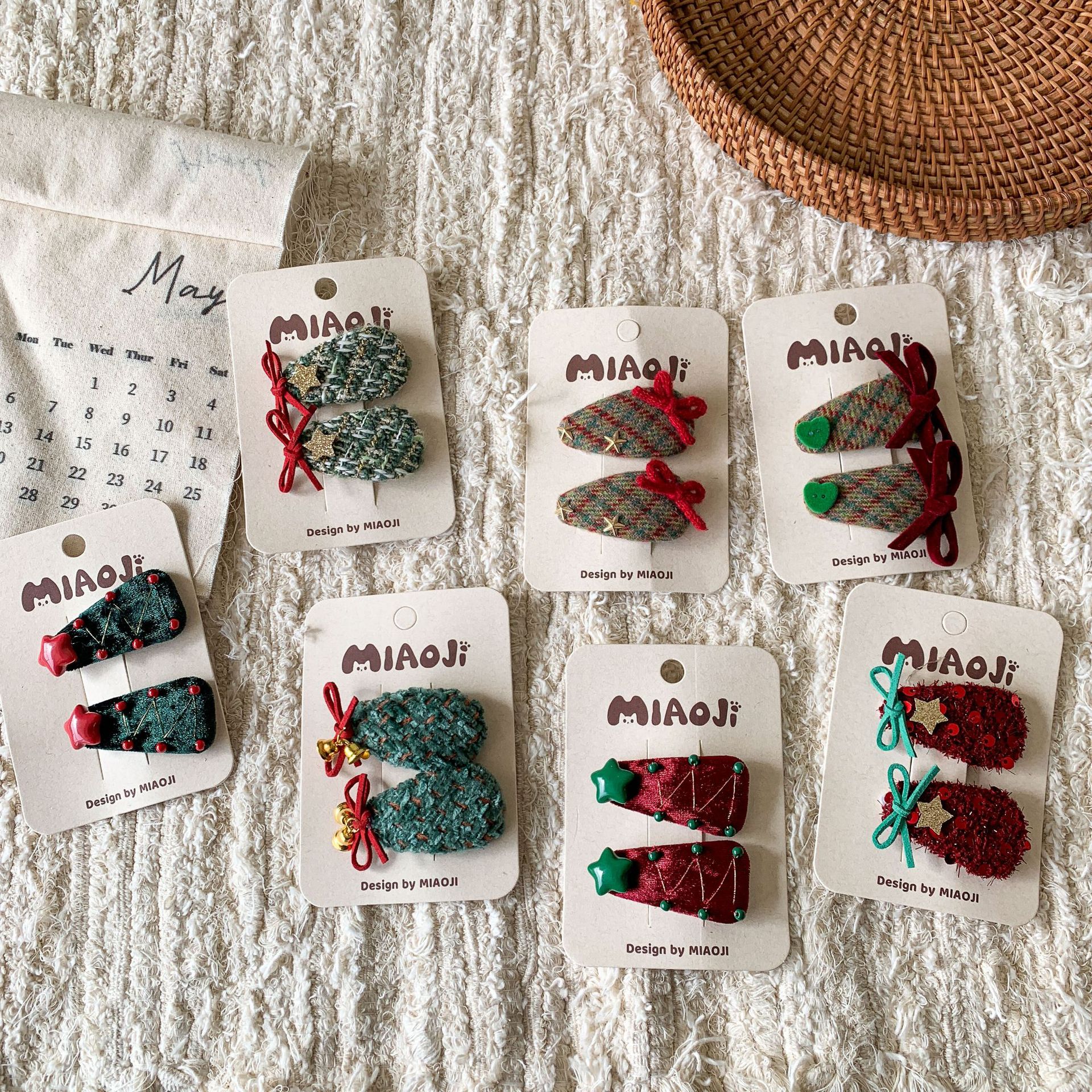 Sugar Pear ropa infantil niñas árbol de Navidad pinzas de cabello niños dulces dibujos animados bangs pinzas de cabello para bebés accesorios