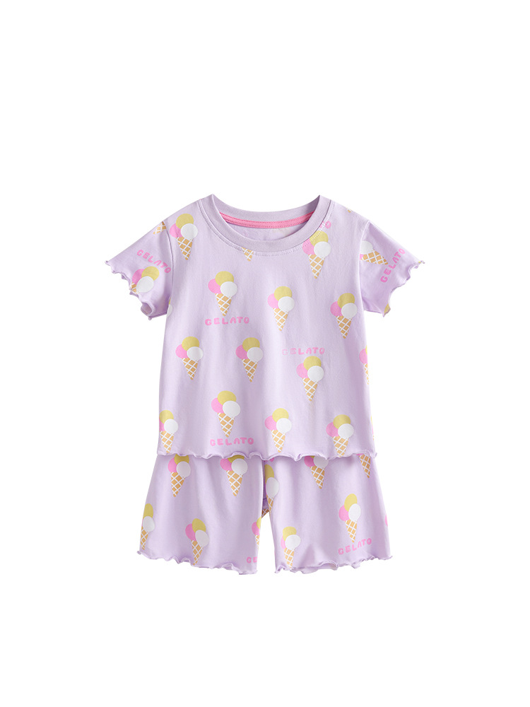 Transfronterizo malwee pijamas de niñas verano nuevo estilo europeo y americano niños de cuello redondo de manga corta lindos set de verano para niñas