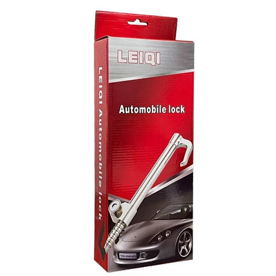 Car Steering Wheel Lock, Vehicle Throttle and Clutch Lock, Three-Section Lock, Special Hook Lock for Large Trucks and Buses, Double Hook Lock (Car lock) - hook-lock-red-color-box-2-keys