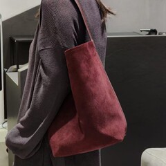 磨砂皮质感复古包包女2025新款时尚大容量单肩手提秋冬百搭水桶包