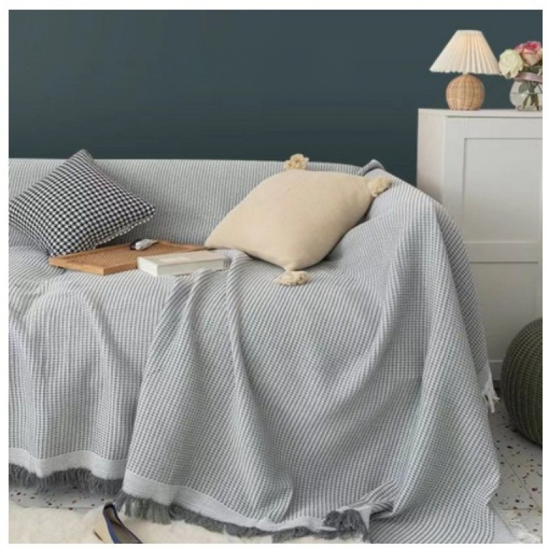 Manyue Home Style Cream Yellow Sofa Cover Solid Color Sofa Slipcover Full Cover Universal Slipcover Full Wrap Sofa Cover