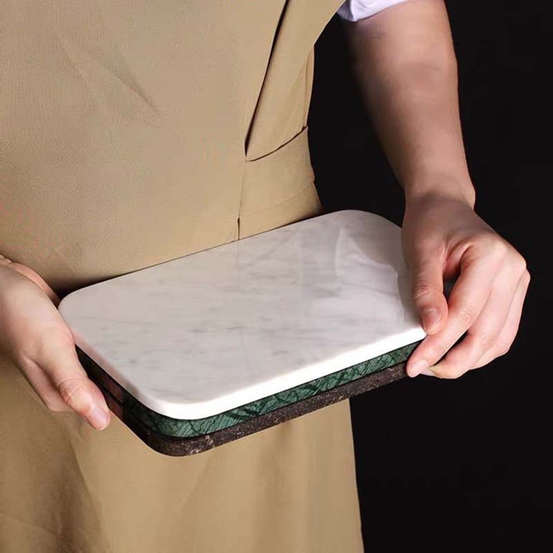 Nórdico estilo simple bandeja de mármol natural postre creativo plato de comida occidental placa de almacenamiento de joyería placa de decoración