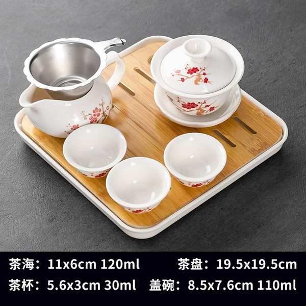 Proud Plum Blossom Set + Melamine Small Square White Plate