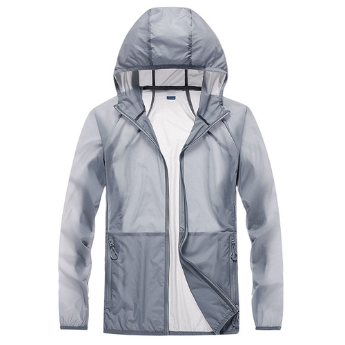 Sun protection clothing thin breathable sports skin clothing hooded jacket outdoor ice silk clothing men and women sun protection jacket sunshade shirt