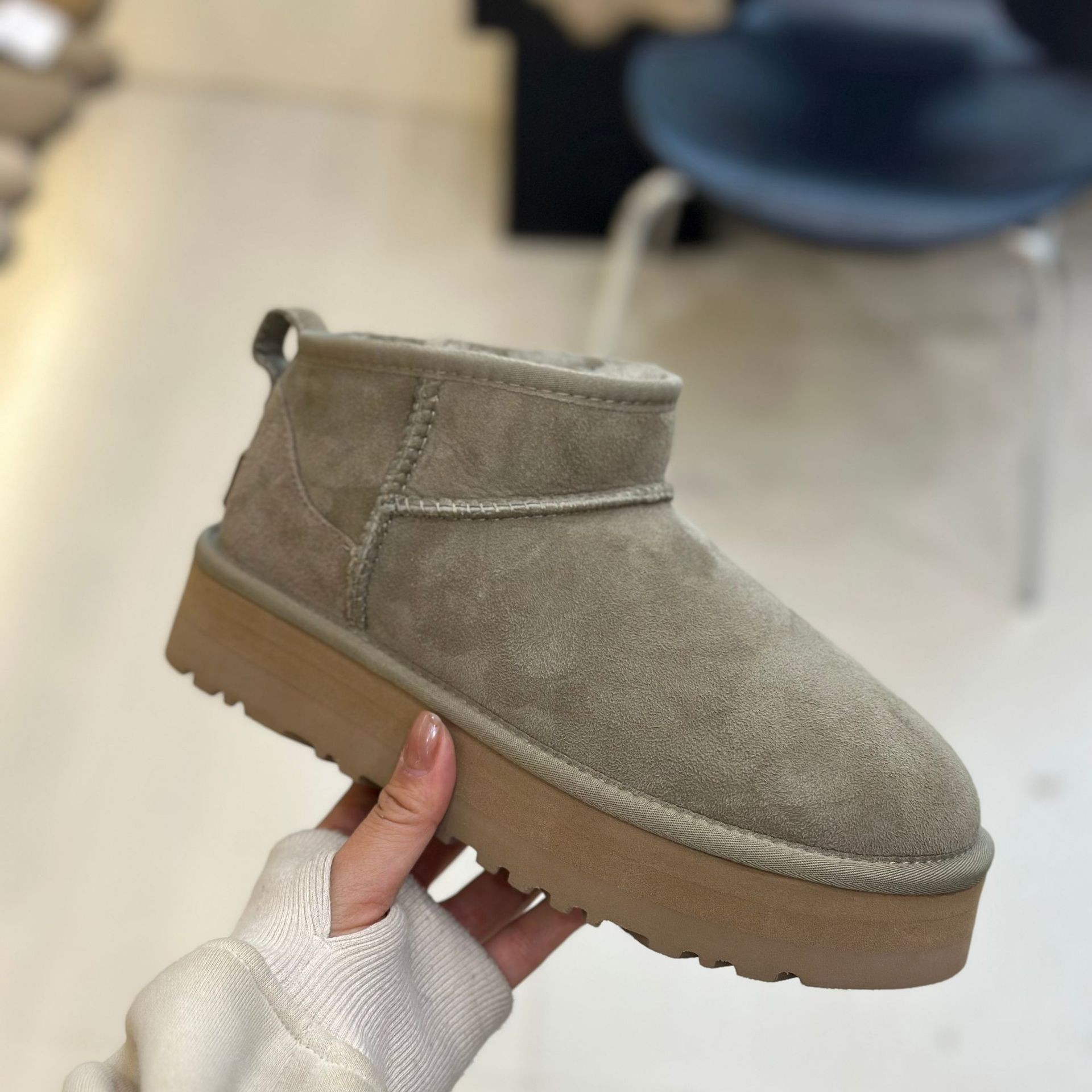 河南桑坡羊皮毛一体厚底スノーブーツ カップル用ローカットミニクラシックWQUUG綿靴