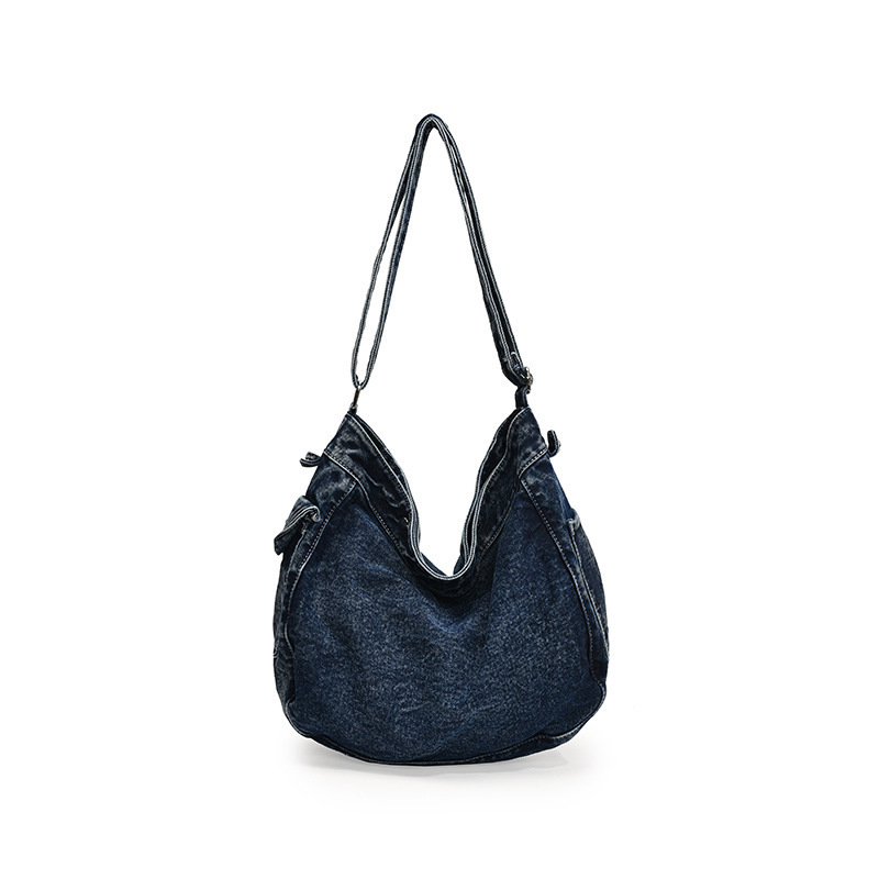 Estilo de herramientas Bolso bandolera de mezclilla lavada de estilo japonés bandolera de gran capacidad literaria femenina Mochila de estudiante de moda