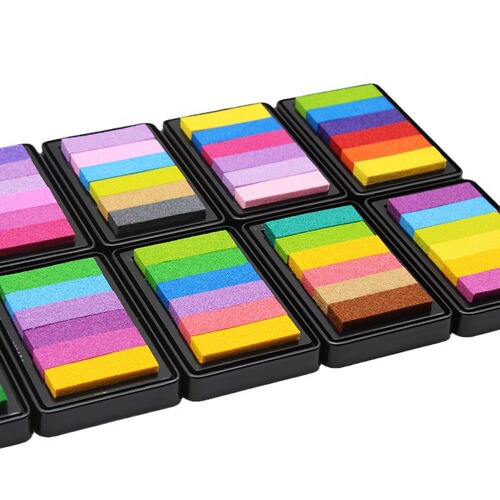 Japanese and Korean stationery, cute colorful large ink pad, 6-color gradient ink pad, rainbow ink pad, six-color gradient