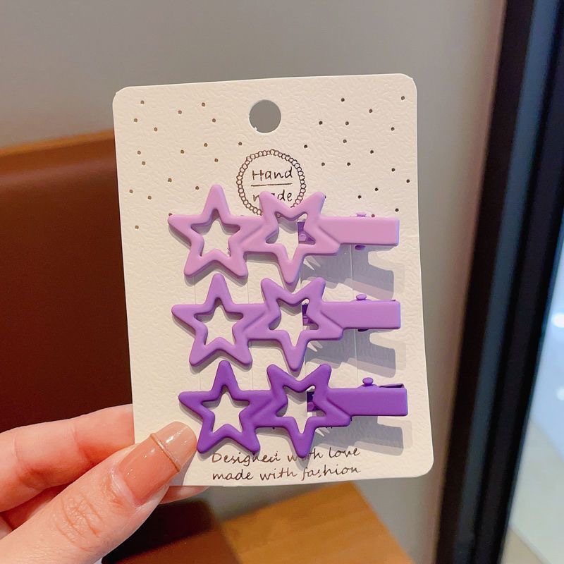 Gradiente de color caramelo estrella horquilla frente femenina pelo roto clip de pico de pato horquilla simple niños frente Bangs clip tocado