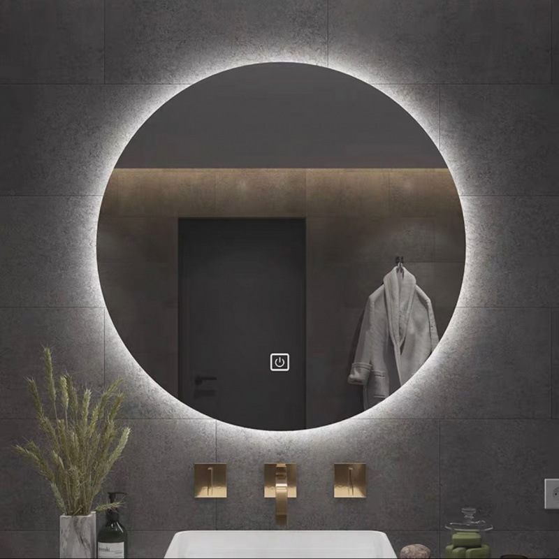 Espejo redondo inteligente de baño antifiebla espejo táctil con lámpara espejo de baño colgado en pared antifiebla espejo de maquillaje LED luminoso