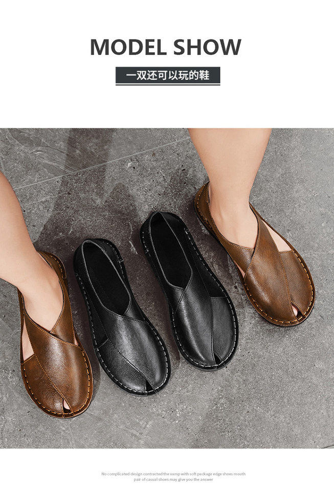 Dép sandal nam da bò thật hở ngón thoáng khí kiểu lười dễ xỏ chân — 2658 màu nâu, 2658 màu đen chi tiết 12