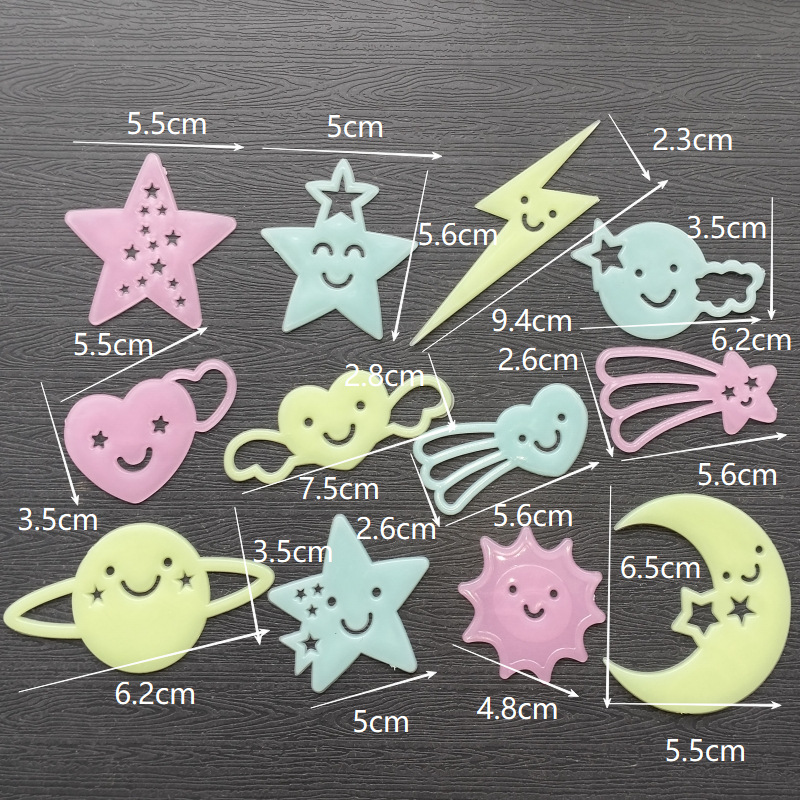 Estrellas de color luna pegatinas de luz nocturna meteoros luminosos pared decoración de ventana fluorescente transfronteriza pegatinas de refrigerador estrella cosmos image 17
