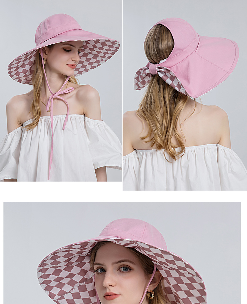 Summer Sun Protection Empty Top Lattice Fisherman Face-covering Big-brimmed Hat display picture 3