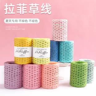 Raffia Paper Thread Handmade Crochet Wool Knitting Summer Bag Hat Handmade DIY Straw Hat Knitting Thread Hook Hat