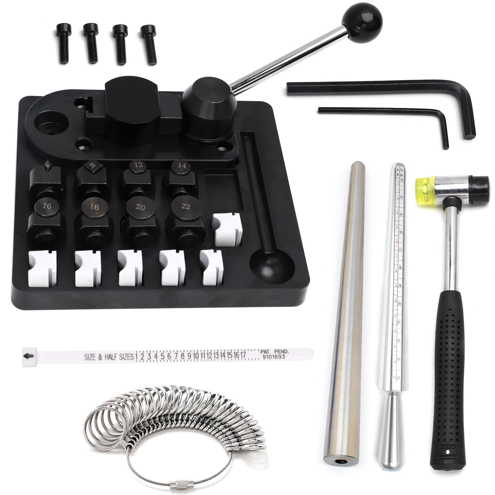 Pequeño doblador de anillo manual, oro, plata, cobre, presión, plano redondo, cirugía plástica, anillo de barra de dedo, cinturón de medición, juego de herramientas de oro