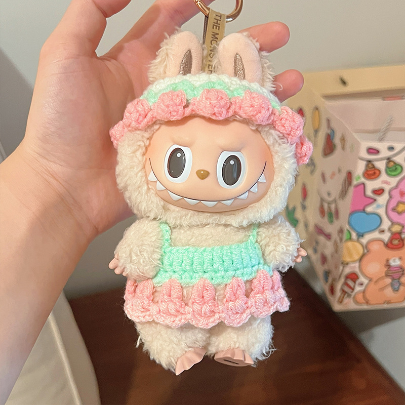 Labubu ベビー服、帽子、フード、人形スカート、手織り服、ラブブ人形、かわいい装飾アクセサリー|undefined