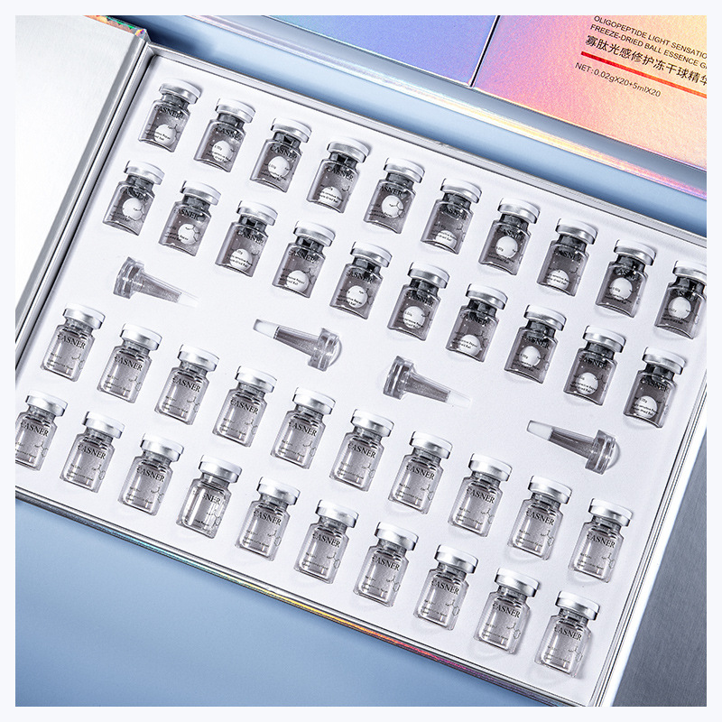 寡肽光感修护冻干球精华液礼盒 舒缓退红赋活修护护肤品套装厂家|ru