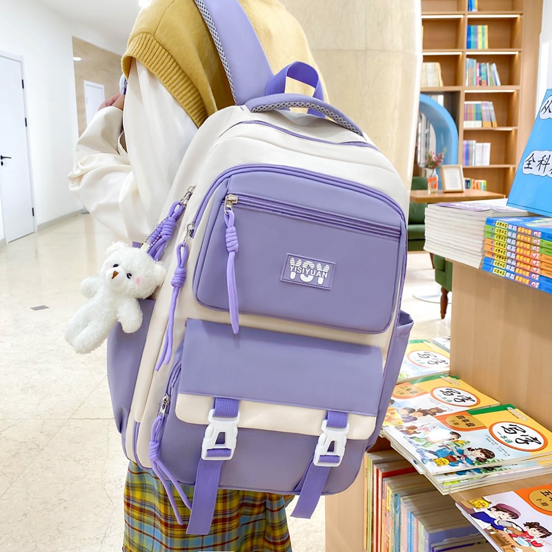 Bolsa de escuela de estudiantes coreanos de escuela secundaria, alta capacidad, color de marea, mochila de mujer, mochila multifuncional.