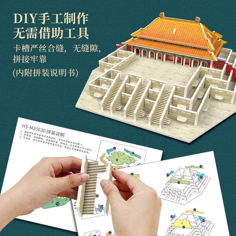 Modelo arquitectónico chino famoso rompecabezas tridimensionales Gran Muralla de Beijing Tiananmen Taihe Hall Perla Oriental Palacio Tabdala