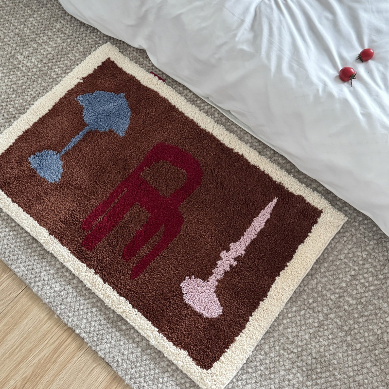 Nordic-style creative home flocked carpet for entryway, non-slip and dirt-resistant floor mat, absorbent and easy to maintain bathroom mat