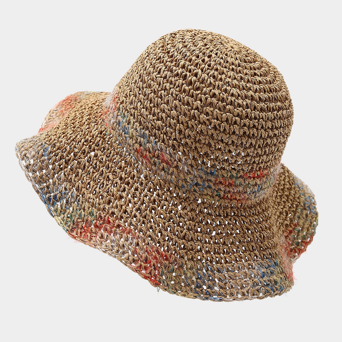Sombrero de paja para mujeres de verano dulce siete colores sombrero de paja vacaciones versátil sombrero de playa sombrero de sombra
